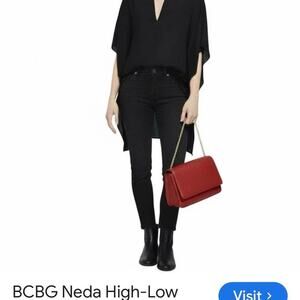 BCBG Maxazria Black Neda High Low Top size XS/S NWT